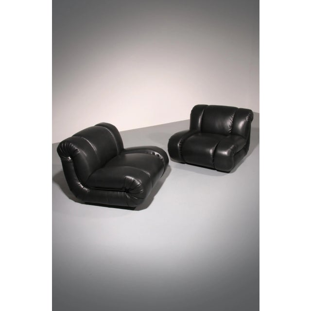 Lounge Chairs in Black Leather by Mimo Padova, 1970, Set of 2 For Sale - Image 12 of 12