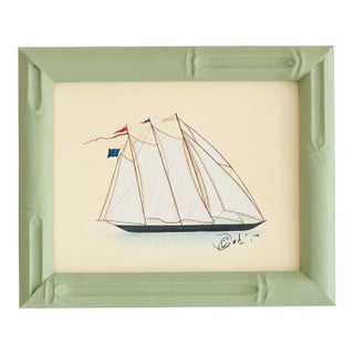 Original Hand-Painted Sailboat Painting, Framed For Sale