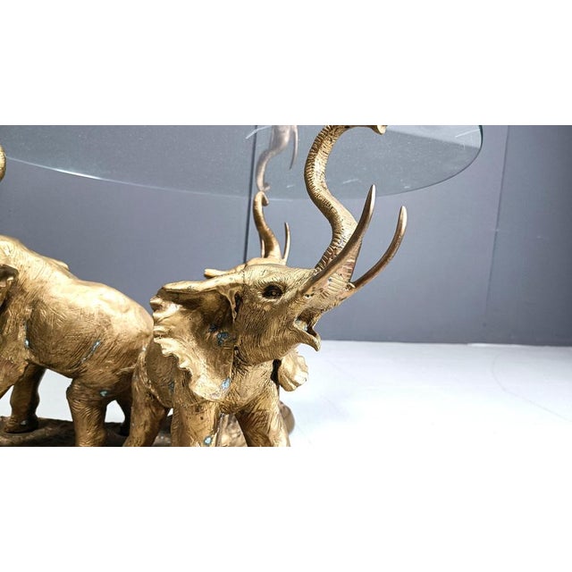Gold Vintage Brass Elephant Coffee Table, 1970s For Sale - Image 8 of 10