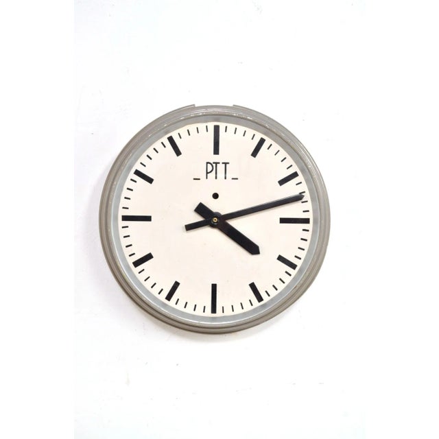 Industrial Vintage Wall Clock from PTT, 1960s For Sale - Image 3 of 9
