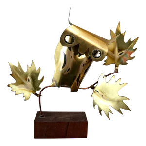 Mid Century Curtis Jere Style Brass Owl Sculpture