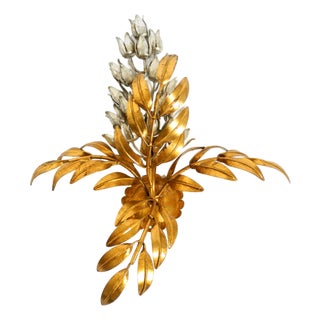 Large Vintage Model Wisteria Gold-Plated Metal Wall Lamp by Hans Kögl, 1970s For Sale
