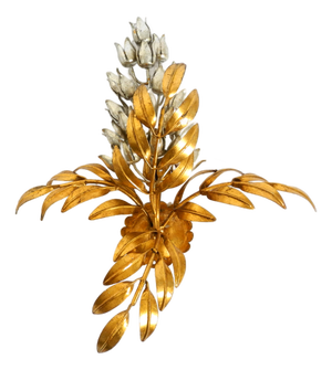 Large Vintage Model Wisteria Gold-Plated Metal Wall Lamp by Hans Kögl, 1970s