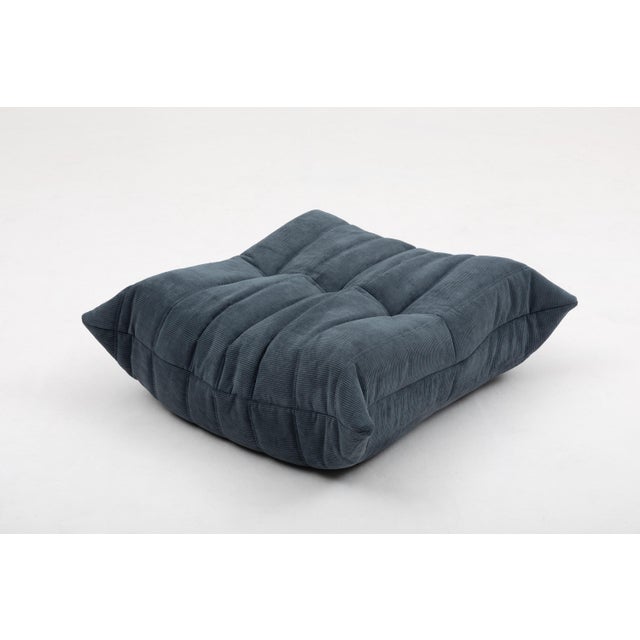 Authentic Restored Togo Fireside Chair and Ottoman in Graphite Grey Corduroy - Vintage Ligne Roset For Sale - Image 9 of 17