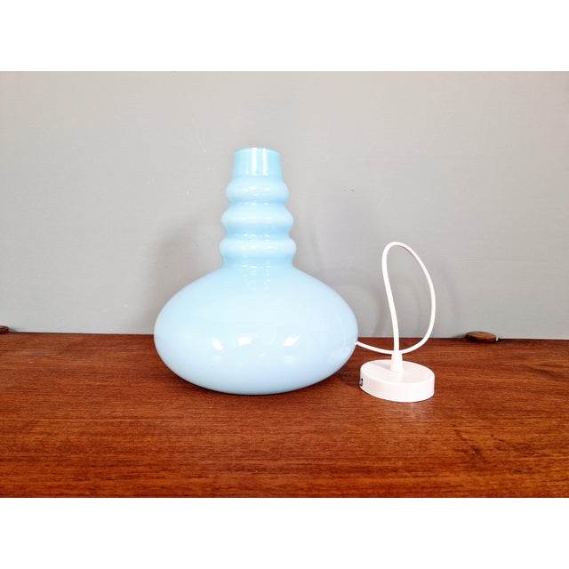 Space Age Pendant Light in Blue Opaline from Peill & Putzler, 1970 For Sale - Image 7 of 11