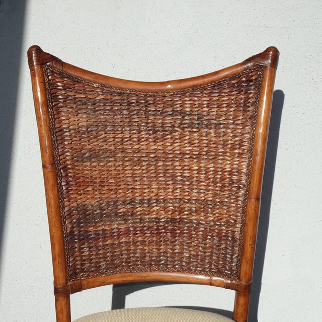 Pair of Lexington Tommy Bahama Bamboo Rattan Side Chairs For Sale In Los Angeles - Image 6 of 18
