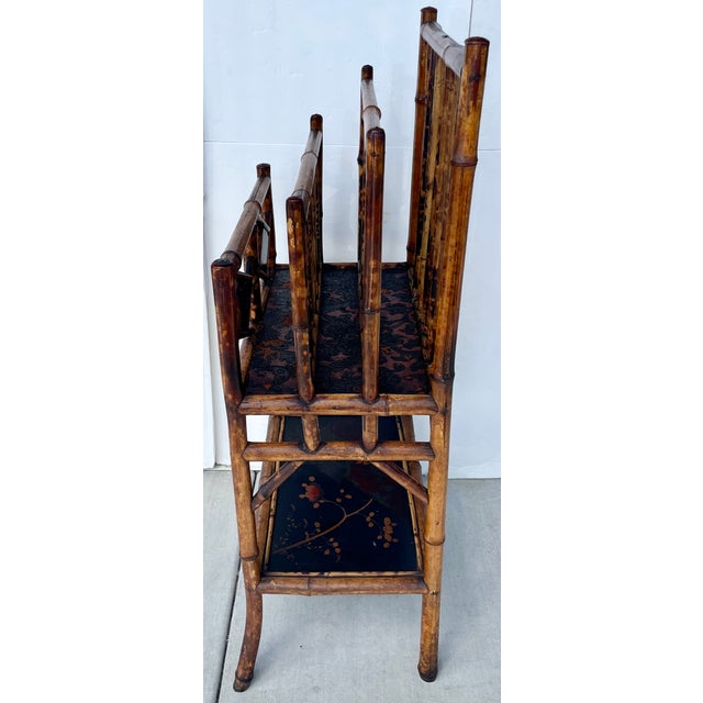 Antique English Chinoiserie Burnt Bamboo Canterbury Magazine Holder For Sale - Image 9 of 10