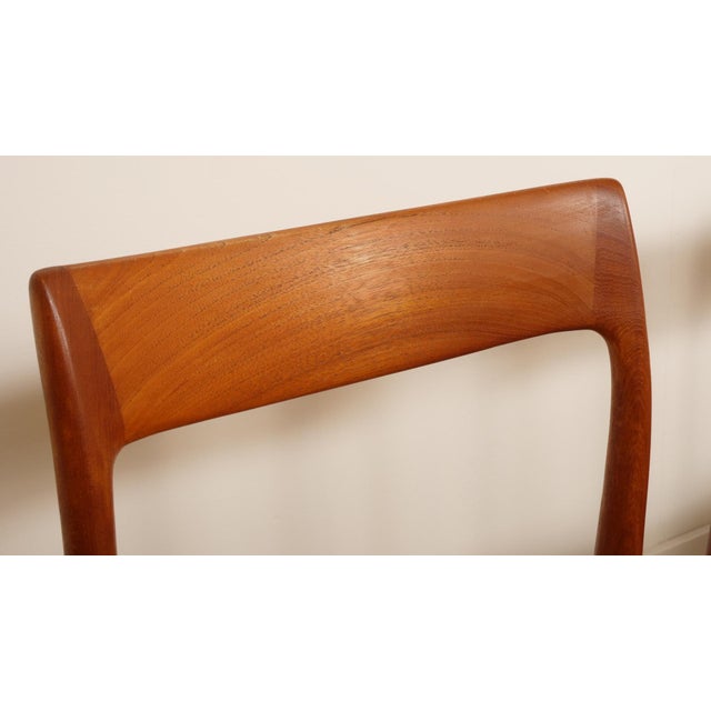 Wood Papercord & Teak Model 77 Dining Chairs by Niels Otto Møller for J.L. Møllers, 1960s, Set of 4 For Sale - Image 7 of 16