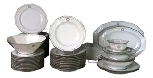 Art Deco Porcelain Dinner Service, Set of 66