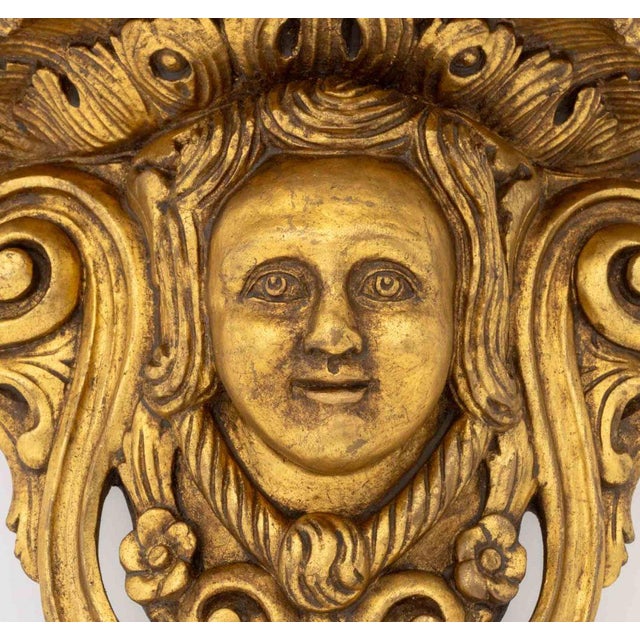 Baroque Style Gilt Masque Wall Appliques, Pair For Sale In New York - Image 6 of 8