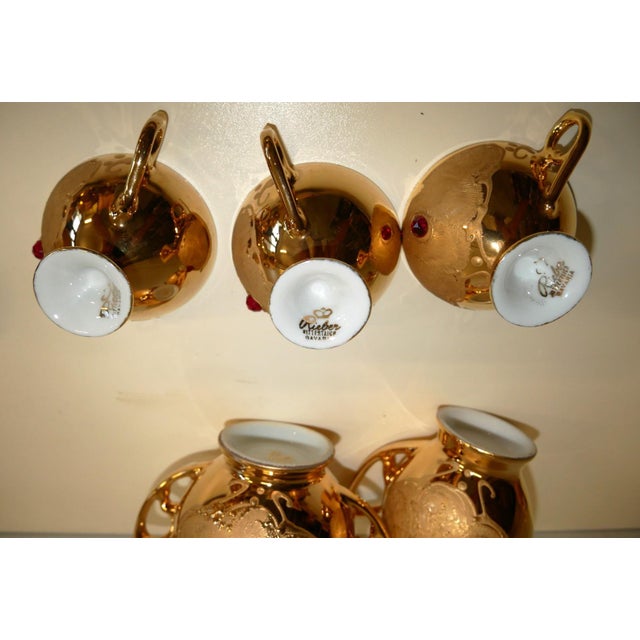 Antique Porcelain and Gilded Coffee Service, 1950s, Set of 23 For Sale - Image 3 of 12