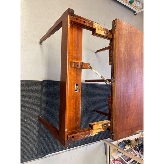 1970s Vintage Wooden Extending Dining Table With Wood Inlay Accents. For Sale - Image 9 of 10