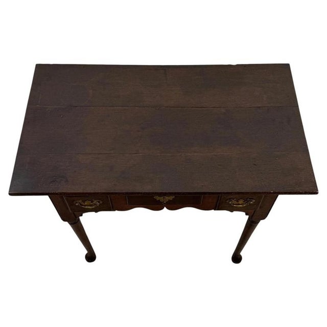 2000 - 2009 18th Century Antique English Oak Side Table with Three Drawers For Sale - Image 5 of 12