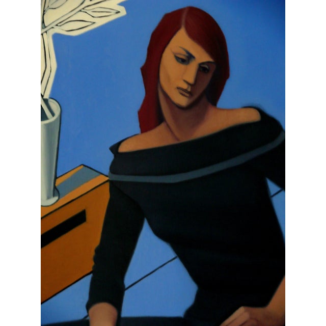 Contemporary Paul Rossi Seated Figure in Geometric Space. Contemporary Figurative Oil Painting 2018 For Sale - Image 3 of 6