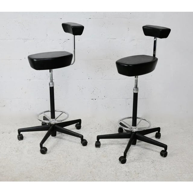 Set of Leather and Steel Swivel Stool by George Nelson for Vitra, 2001 For Sale - Image 11 of 18