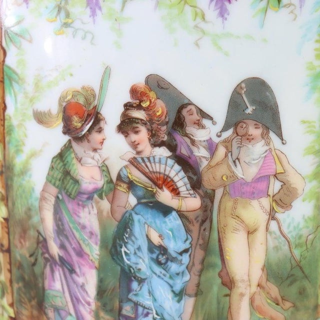 Late 19th Century Pair of Antique Old Paris Porcelain Vases With Genre Scene Panels C1890 For Sale - Image 5 of 7