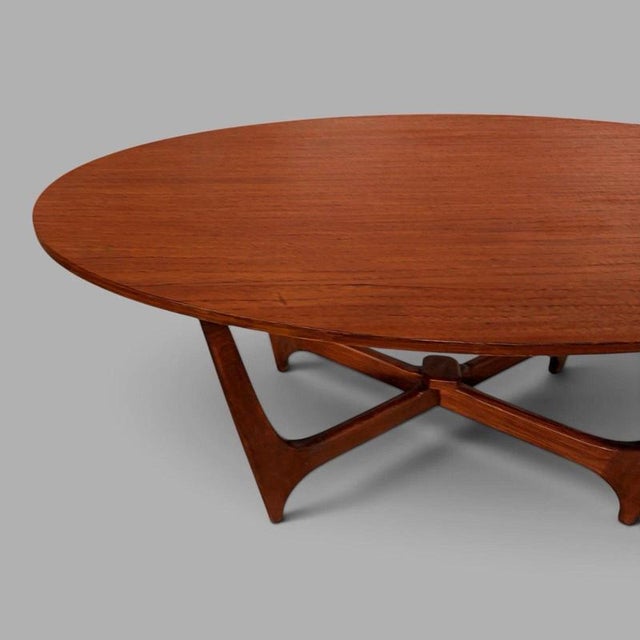 Mid-Century Astro-Inspired Oval Teak Coffee Table For Sale - Image 5 of 7