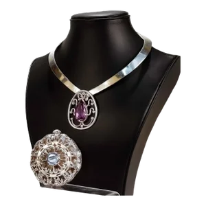 Vintage Los Ballesteros Choker Necklace Set With Two Convertible Brooch / Pendants - 3 Pieces