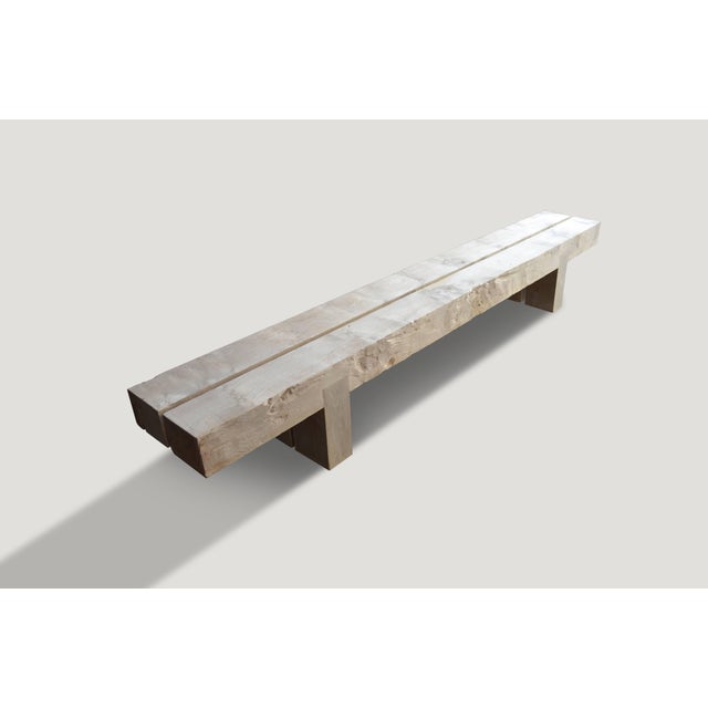 Contemporary Andrianna Shamaris St. Barts Teak Wood Log Bench For Sale - Image 3 of 5
