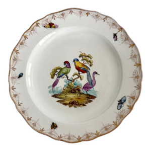 19th Century Meissen Porcelain Plate With Hand-Painted Birds and Insects