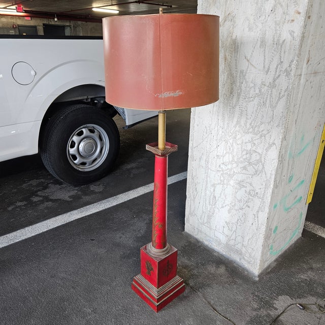 1960s Oversized Red Tole Empire Style Table Lamp For Sale - Image 4 of 12