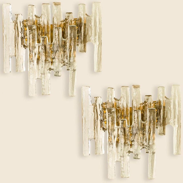 Textured Ice Glass Wall Light attributed to Kalmar, 1960s For Sale - Image 15 of 16