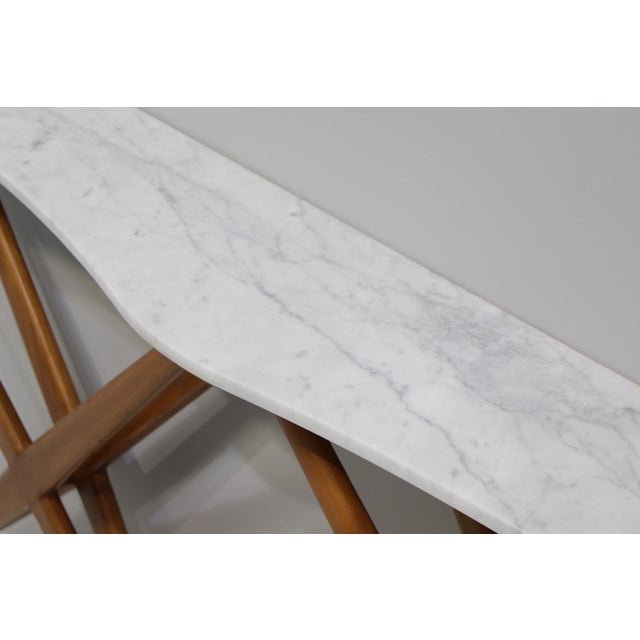1960s Large Console Table with Double X-Shaped Carrara Marble Top from Studio B.B.P.R, 1950s For Sale - Image 5 of 11