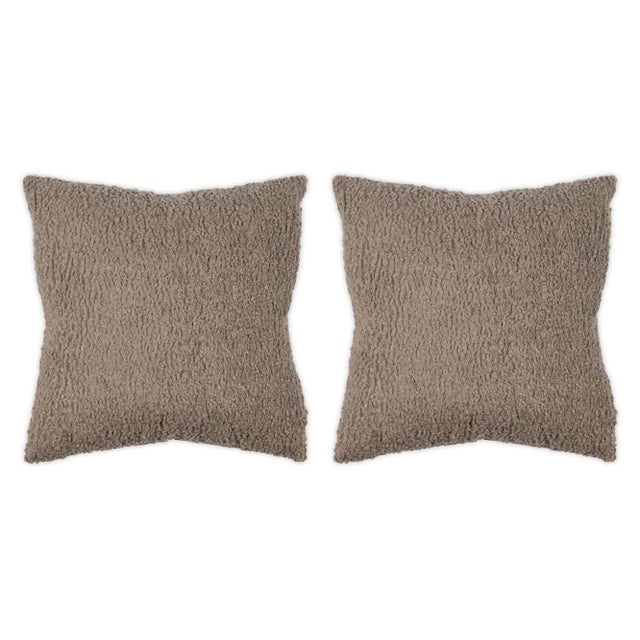 Transitional Teddy Pewter 22x22 Pillow, A Pair For Sale - Image 3 of 3