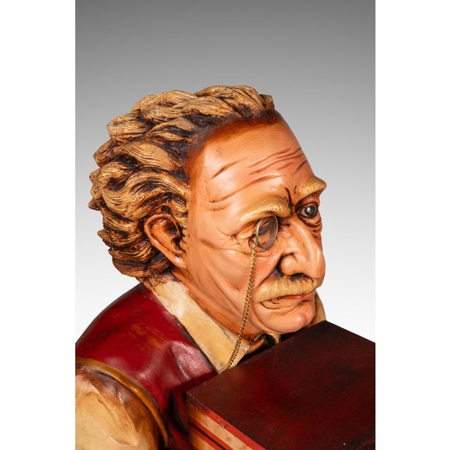 Rare Vintage Lifesize Albert Einstein Statue W/ Storage Cabinet in Fiberglass & Plaster, Usa, C. 1980s For Sale - Image 17 of 18