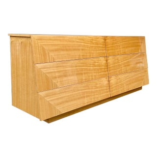 Italian Mid Century Modern Lowboy Dresser With Oblique Tapered Façade | Giorgio Collection Italy For Sale