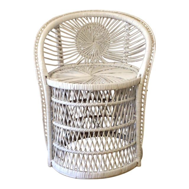 Vintage Small Peacock Wicker Rattan Fan Chair Chairish