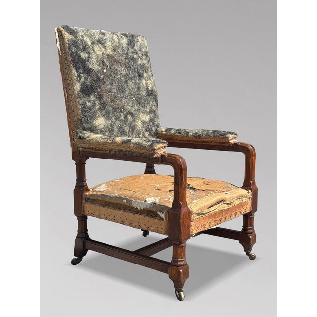 Mid 19th Century Antique Victorian Gothic Armchairs in Oak, 1860, Set of 2 For Sale - Image 5 of 13