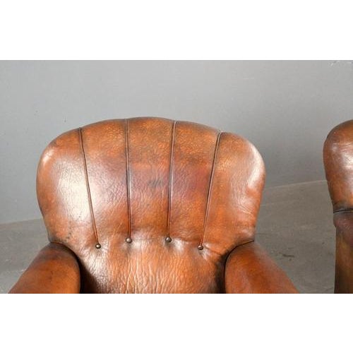 Art Deco French Leather Armchairs 1920s, Set of 2 For Sale - Image 6 of 17