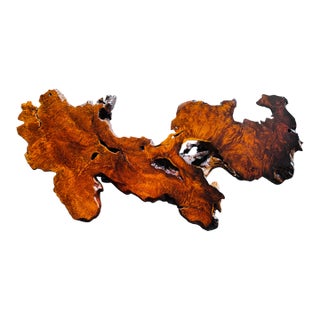 Vintage Live Edge Redwood Burl Table – Sculptural Organic Form For Sale