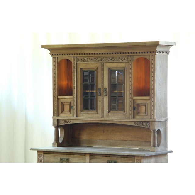 Antique Danish Oak Buffet Cabinet with Crystal Glass Doors, 1850s For Sale - Image 17 of 18