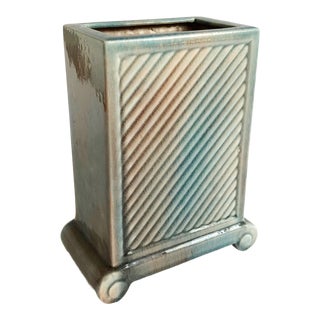 Mid Century Rectangular Scroll Base Vase For Sale