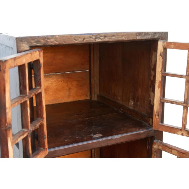 Wood Antique Lattice Doors Slim Kitchen Cabinet For Sale - Image 7 of 12