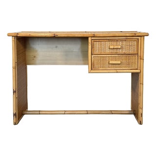Wicker and Bamboo Desk, 1970s For Sale