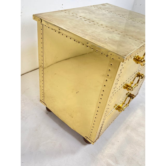 C. 1970w Sarreid Brass Clad Three-Drawer Chest For Sale In Boston - Image 6 of 7
