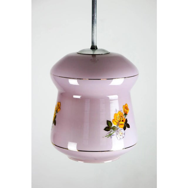 Small Violet Glass Pendant Lamp from EMI, 1940s For Sale - Image 3 of 13