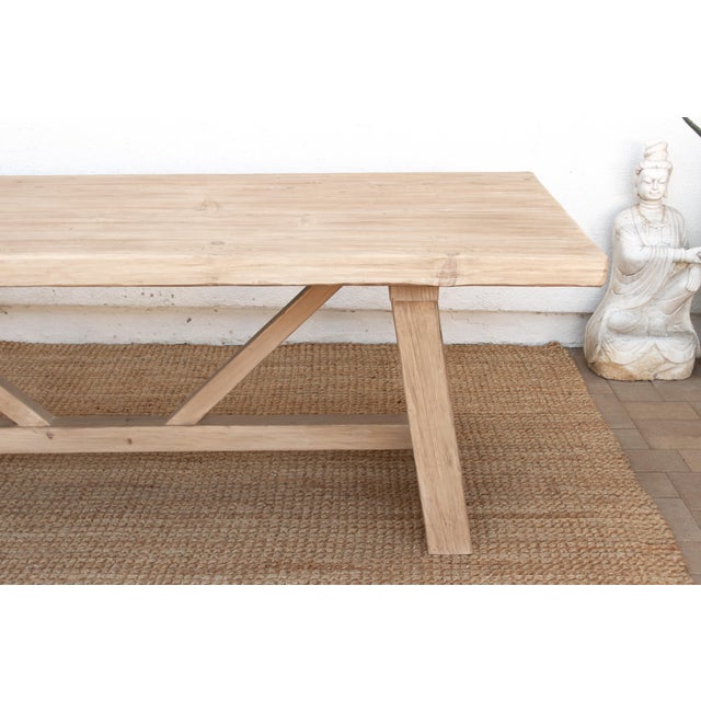 The Basquaise, 96" Reclaimed Wood Trestle Table For Sale - Image 4 of 12