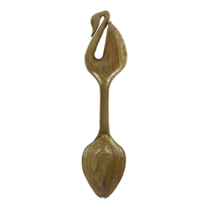 Hand Carved Wood Spoon Folk Art Treen Welsh Love Spoon Swan Handle