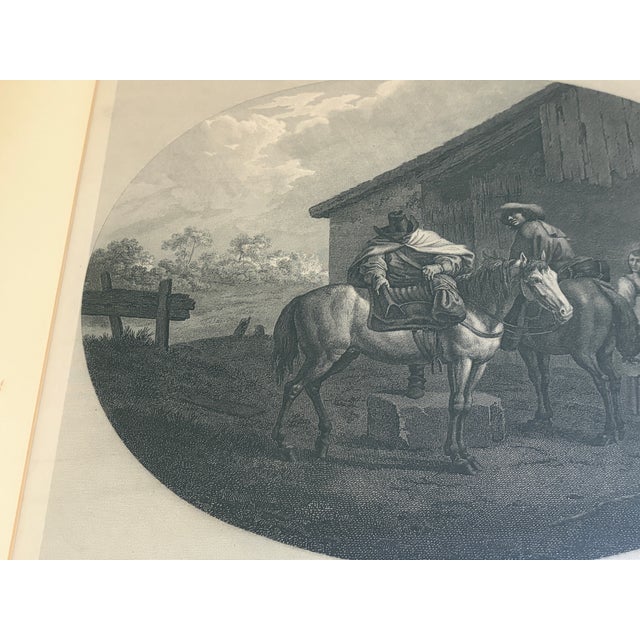 Wood Early 20th C. French “Le Départ De L’Hôtellerie” Equestrian Print in Giltwood Frame For Sale - Image 7 of 13