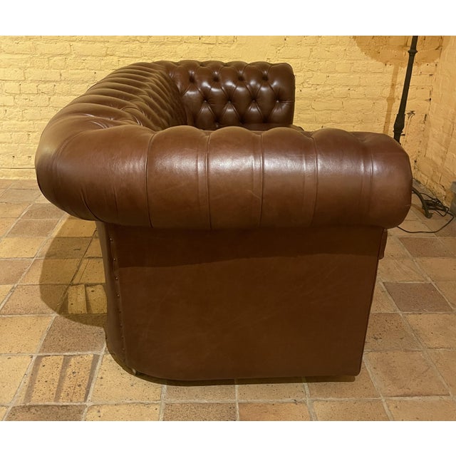 2-Seater Chesterfield Sofa in Brown Leather, 2010s For Sale - Image 13 of 15