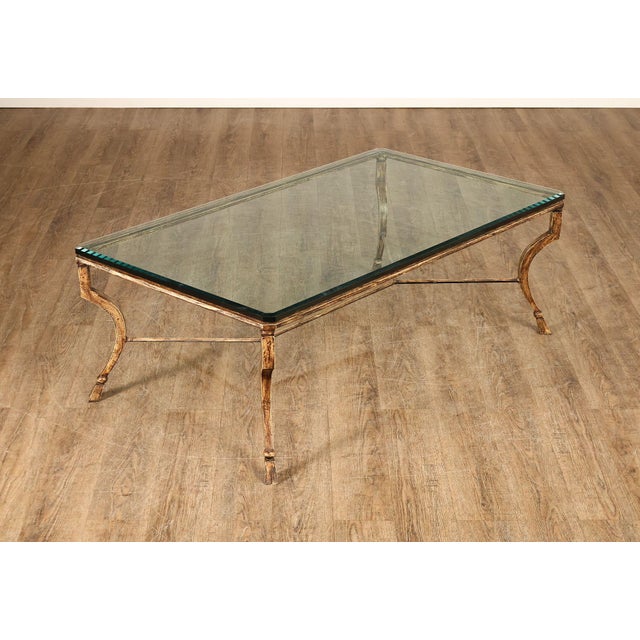 High Quality Gilt Finished Cast Iron Coffee Table with Fitted Thick Glass Top