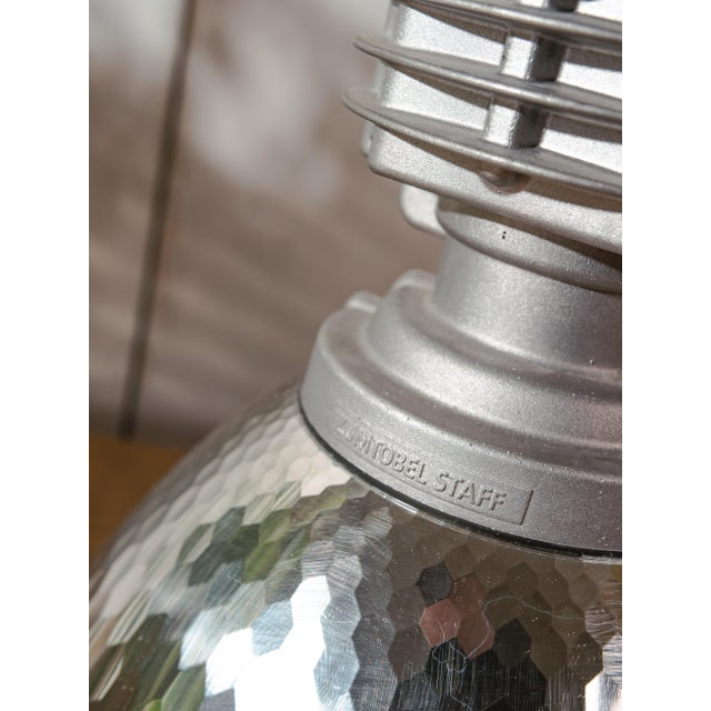1980s Zumtobel Staff Industrial Pendant Lamp, designed by Charles Keller Design. Original plastic designer lampshades....