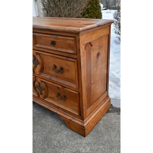 Vintage Henredon Solid Heavy Pine Spanish Baroque Chest of Drawers For Sale - Image 9 of 13