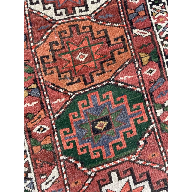 Tribal Vintage Plush Earthy Clay, Terracotta, Grassy Green & Persimmon Runner Rug 3.4 X 12.7 For Sale - Image 3 of 10