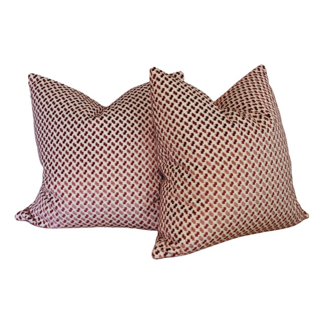 Manuel Canovas Pink Cut Velvet 22" Pillows - Set of 2 For Sale