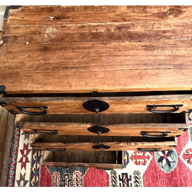 Metal Japanese Antique Chest of Drawers (Tansu) For Sale - Image 7 of 14
